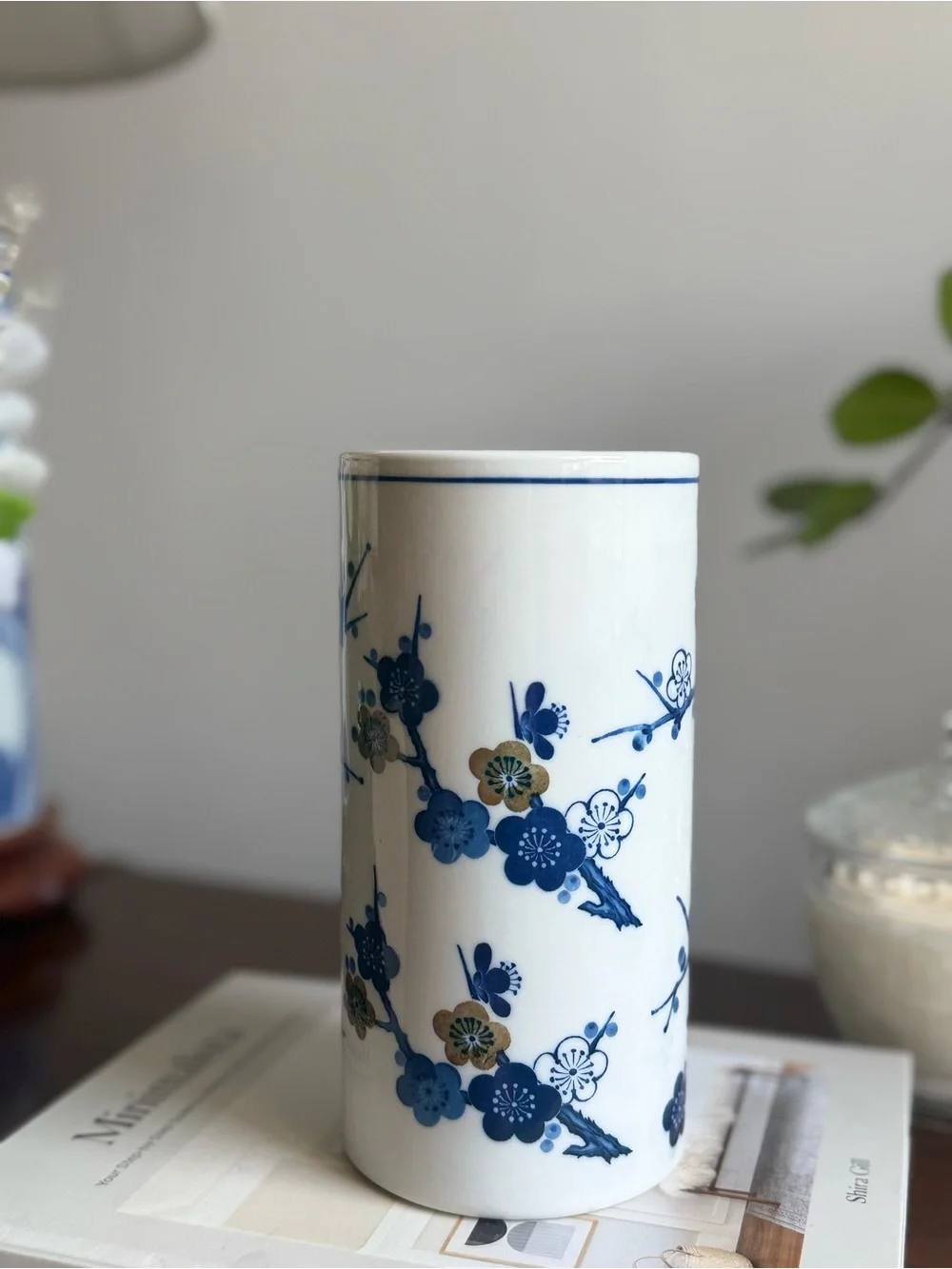 Blue and White Floral Porcelain Vase